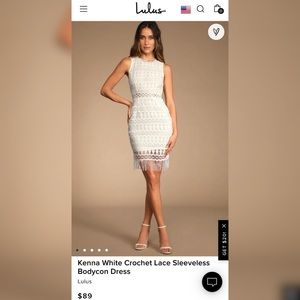 Lulus Kenna White Crochet Lace Sleeveless Bodycon Dress - size xs